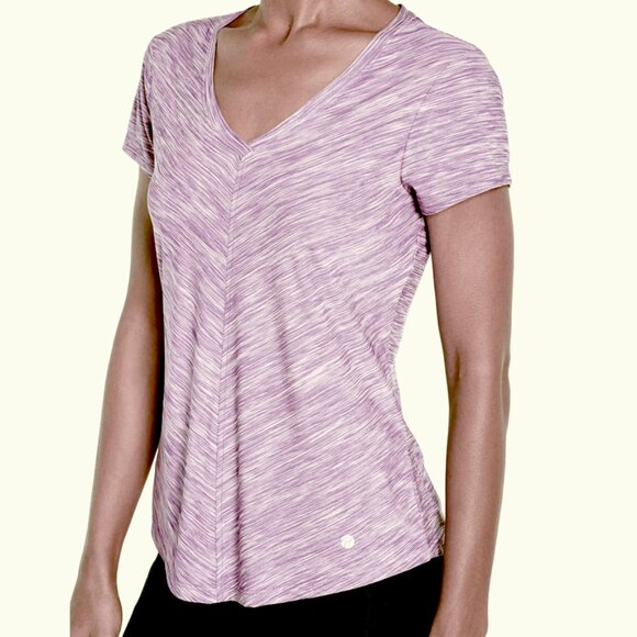 Bally Total Fitness Pale Lavender Mitered V-Neck Tee - Picture 2 of 16